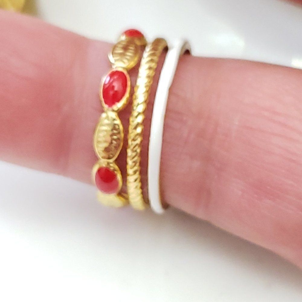 Red White Gold Cuff Ring - Picture 8 of 10